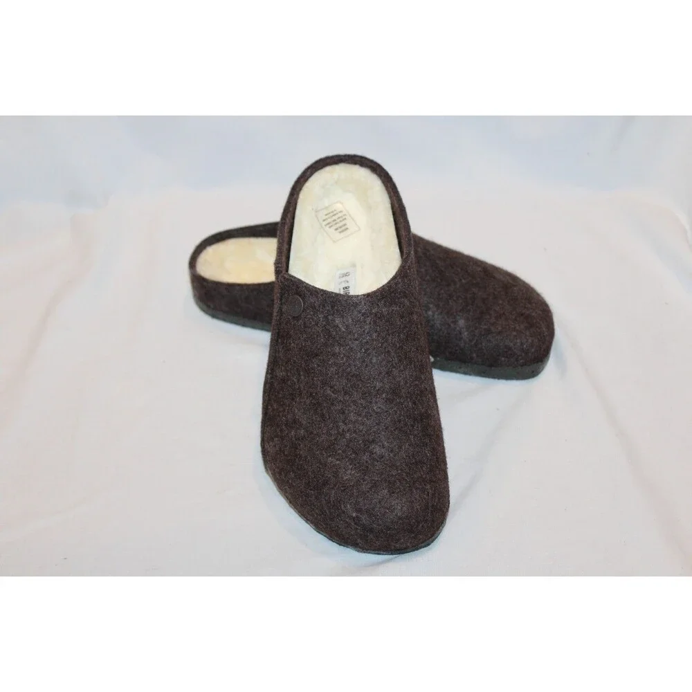 BIRKENSTOCK Men's Zermatt Shearling Mocha Brown Wool Felt Clogs EU 42 REGULAR